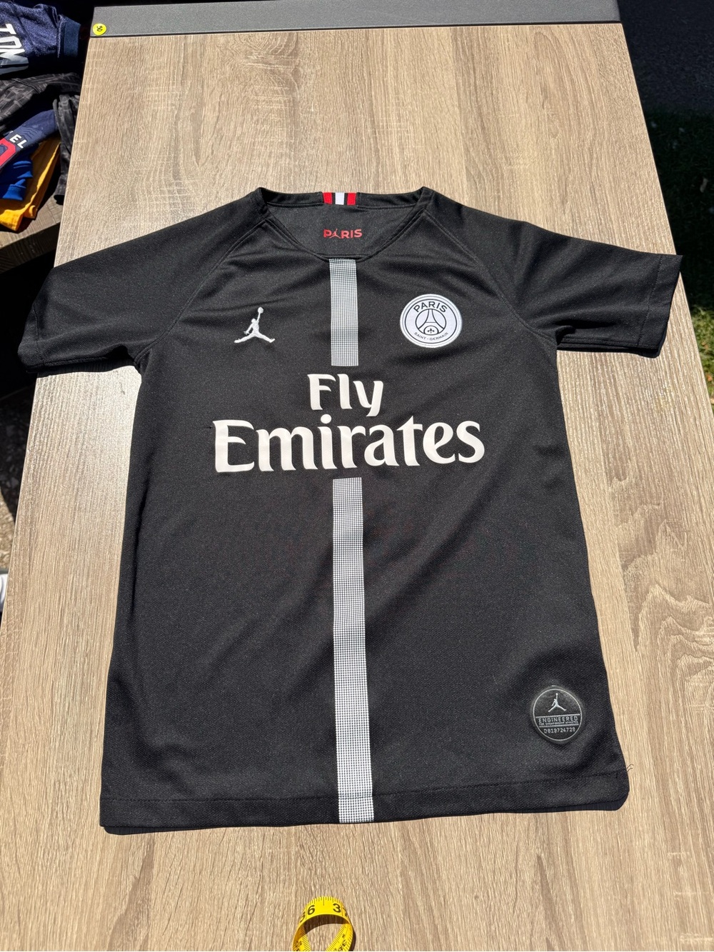 Jordan PSG Kylian Mbappé Black Athletic Top with Red and White Trim